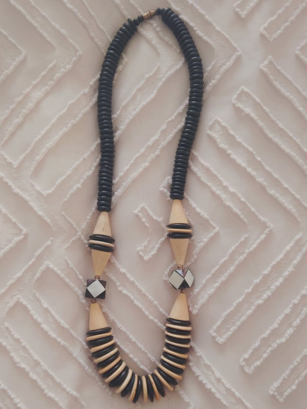Cream & black Art Deco, tribal, Boho, necklacees